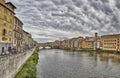 Florence or Firenze city view on Arno river, landscape with reflection. Tuscany, Italy Royalty Free Stock Photo