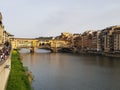 Florence Firenze Italy Sunset on the Ponte Vecchio bridge Royalty Free Stock Photo
