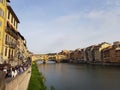 Florence Firenze Italy Sunset on the Ponte Vecchio bridge Royalty Free Stock Photo