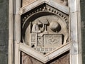 florence giotto tower detail near Cathedral Santa Maria dei Fiori, Brunelleschi Dome Italy Royalty Free Stock Photo