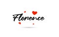 Florence handwritten city typography text with love heart