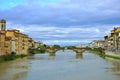 Florence city view with bridges over the river , Royalty Free Stock Photo