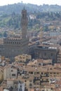 Florence, Italy: aerial view of the city centre and Palazzo Vecchio Royalty Free Stock Photo