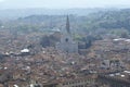 Florence, Italy: aerial view of the city centre and Santa Croce basilica Royalty Free Stock Photo