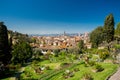 Florence, Italy - April 7, 2018: People relaxing in roses garden