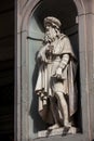 Statue of Leonardo Da Vinci at the courtyard of the Uffizi Gallery in Florence Royalty Free Stock Photo