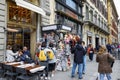 Outdoor restaurant and a stall in Florence Royalty Free Stock Photo