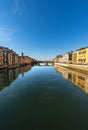 Florence Italy - Arno River and Santa Trinita Bridge Royalty Free Stock Photo