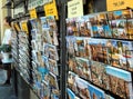 Florence, Italy - August, 2013: books about Florence and Italy on the counter. Sale of guidebooks