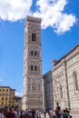 Cathedral Santa Maria Del Fiore and Giotto`s Campanile on Piazza del Duomo in Florence, Tuscany, Italy Royalty Free Stock Photo