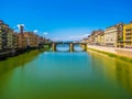 Ponte Santa Trinita Holy Trinity Bridge and the Arno River. In Florence, Italy Royalty Free Stock Photo