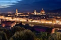 Florence, Italy. Cathedral, skyline at blue hour , night city scape Royalty Free Stock Photo