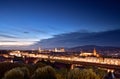 Florence panorama , Italy. Cathedral, skyline at blue hour , night city scape Royalty Free Stock Photo