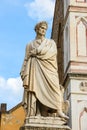 Statue of Dante Alighieri at Piazza di Santa Croce in Florence Royalty Free Stock Photo