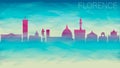 Florence Italy City Skyline Vector Silhouette. Broken Glass Abstract Geometric Dynamic Textured. Banner Background. Colorful Shape