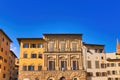 Florence, Italy. It is a city square on the site of the old roman forum. The Palazzo Vecchio and Signoria square. View of Piazza