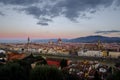 FLORENCE, ITALY - DECEMBER 29, 2017: Landscape at dawn of Florence from Piazzale Michelangelo