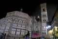 Florence, Italy: Dome of Santa Maria del Fiore and Battistero di San Giovanni, Piazza San Giovanni  in the night in city lights Royalty Free Stock Photo