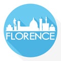 Florence Italy Europe Round Icon Vector Art Flat Shadow Design Skyline City Silhouette Template Logo Royalty Free Stock Photo