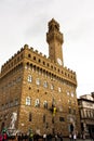 FLORENCE, ITALY - February 06, 2017: Exterior view of the Palazzo Vecchio at the Piazza della Signoria Royalty Free Stock Photo