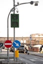 Limited traffic area, near Ponte Vecchio. Warning lighted sign