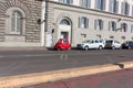 FLORENCE, ITALY - FEBRUARY 07, 2017:A small, single, red car on