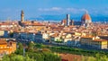 Florence, Italy. Firenze downtown. Picturesque view on Florence from Michelangelo square