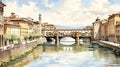 Florence Italy illustration - made with Generative AI tools Royalty Free Stock Photo