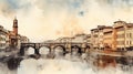 Florence Italy illustration - made with Generative AI tools Royalty Free Stock Photo