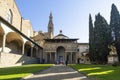 Large cloister in the Santa Croce church in Florence, Italy