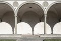 Large cloister in the Santa Croce church in Florence, Italy