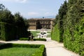 FLORENCE, ITALY - Jul 05, 2018: Mesmerising view of Pitti Palace from the gardens, in Florence Italy Royalty Free Stock Photo