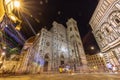 Florence, Italy - July 21, 2021: Night view of the Duomo Cathedral of the medieval famous city of Florence, Italy Royalty Free Stock Photo