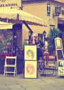 FLORENCE, ITALY - JULY 3, 2011: Painter waiting muse and buyer in Italy