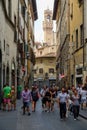 Urban scene on an old street in Florence , Italy