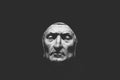 Closeup view of death mask of Dante Alighieri