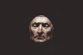 Closeup view of death mask of Dante Alighieri