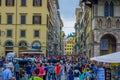 FLORENCE, ITALY - JUNE 12, 2015: Crowded square on Florence, all tourists walking around trying to visit this nice city