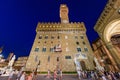 Florence, Italy from Piazza della Signoria with Palazzo Vechio at night. Royalty Free Stock Photo