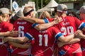 Quidditch players during a match at IQA World Cup 2018. Royalty Free Stock Photo