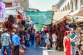 The San Lorenzo market, a popular tourist outdoor market in Florence, Italy