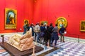 FLORENCE, ITALY, MARCH 15, 2016: Doni Tondo statue by Michelangelo is situated in the red room of the uffizi gallery in Royalty Free Stock Photo