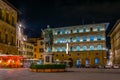 FLORENCE, ITALY, MARCH 15, 2016: night view of the Equestrian statue of Cosimo I de' Medici on the Piazza della