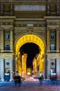 FLORENCE, ITALY, MARCH 15, 2016: Night view of the piazza della repubblica square in the italian city florence which is Royalty Free Stock Photo