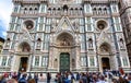 Beautiful Cathedral di Santa Maria del Fiore or Duomo, top tourist attraction of Florence. People look at main church of Florence Royalty Free Stock Photo