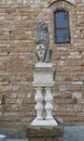 Florence, Italy, May 20, 2023 : interiors and architectural details of the Palazzo Vecchio and the statues of the squares
