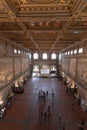 Florence, Italy, May 20, 2023 : interiors and architectural details of the Palazzo Vecchio and the statues of the squares Royalty Free Stock Photo