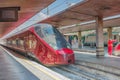 FLORENCE, ITALY - MAY 15, 2017 : Modern high-speed passenger train stand on the Florence railways station-Firenze Santa Maria No