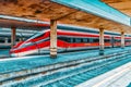 FLORENCE, ITALY - MAY 15, 2017 : Modern high-speed passenger train stand on the Florence railways station-Firenze Santa Maria