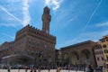 FLORENCE, ITALY - MAY 25: The Old Palace called Palazzo Vecchio at the Piazza della Signoria in Florence, Tuscany, Italy. Royalty Free Stock Photo